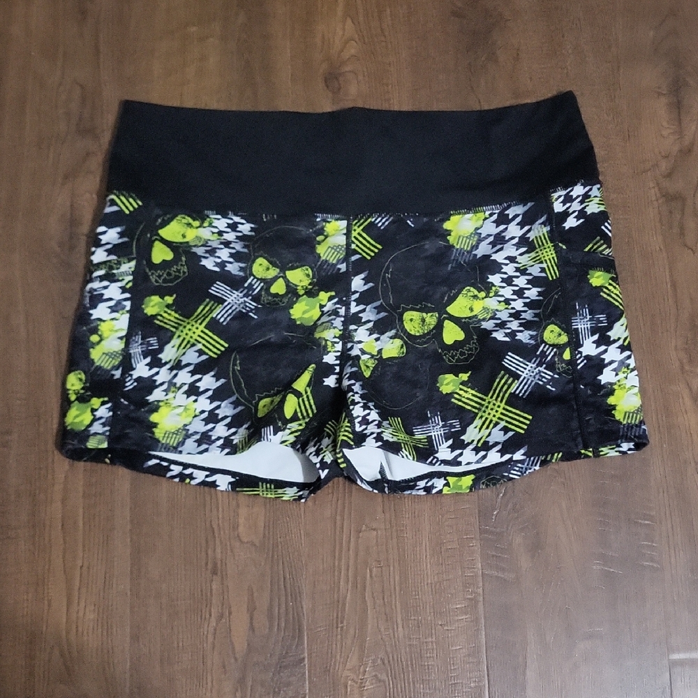 Constantly Varied Gear Neon Green and Black Skull Athletic Shorts